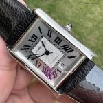 Premium Replica Uhr Cartier Tank Must WSTA0040 Lederarmband mit blauen Zeigern 41x31mm