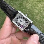 Premium Replica Uhr Cartier Tank Must WSTA0040 Lederarmband mit blauen Zeigern 41x31mm