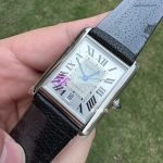Premium Replica Uhr Cartier Tank Must WSTA0040 Lederarmband mit blauen Zeigern 41x31mm