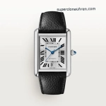 Premium Replica Uhr Cartier Tank Must WSTA0040 Lederarmband mit blauen Zeigern 41x31mm