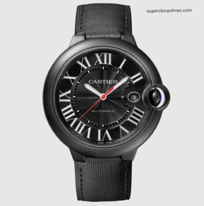 Premium Replica Uhr Cartier Ballon Bleu wsbb0015 Schwarzer Ritter mit Lederband 42mm