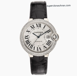 Premium Replica Uhr Cartier Ballon Bleu WE900951 aus Edelstahl mit Diamantbesatz 42mm