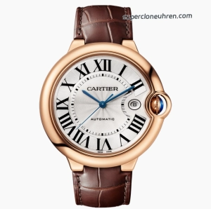 Premium Replica Uhr Cartier Ballon Bleu WGBB0017 Roségold mit blauen Zeigern 42mm