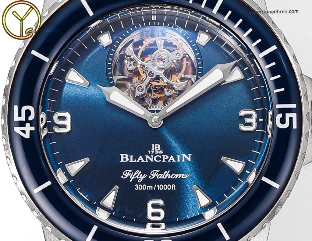 Premium Replica Uhr Blancpain Fifty Fathoms 5025-12B40-O52B mit blauem Zifferblatt 45mm