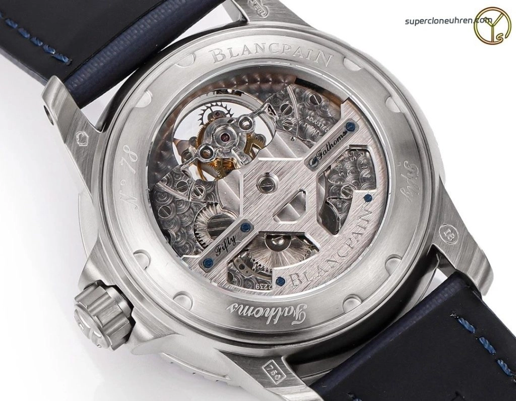 Premium Replica Uhr Blancpain Fifty Fathoms 5025-12B40-O52B mit blauem Zifferblatt 45mm
