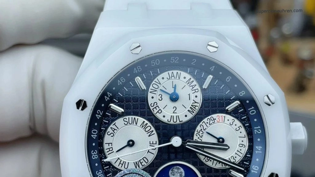 Super Clone Audemars Piguet Royal Oak Perpetual Calendar 26579CB.OO.1225CB.01 in weißer Keramik 41 mm
