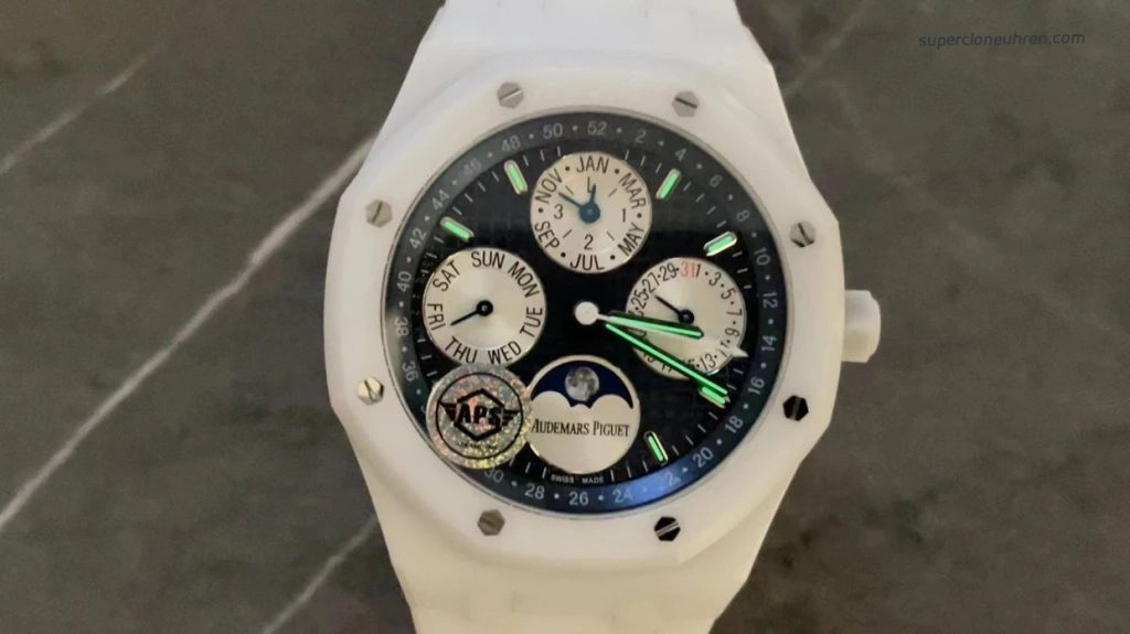 Super Clone Audemars Piguet Royal Oak Perpetual Calendar 26579CB.OO.1225CB.01 in weißer Keramik 41 mm