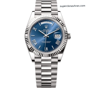 Super Clone Rolex Day-Date m228239-0007 blaues Zifferblatt mit römischen Ziffern 40mm