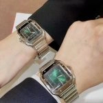 Premium Replica Uhr Cartier Santos WSSA0061 grünes Zifferblatt Edelstahl 39,8 mm