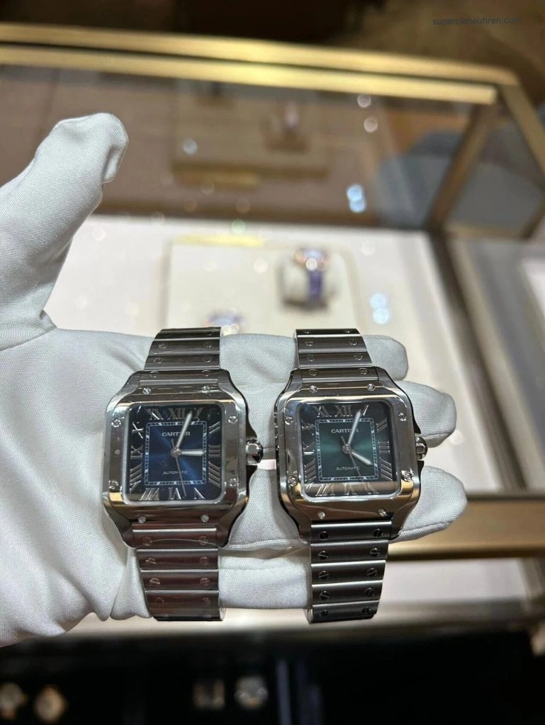 Premium Replica Uhr Cartier Santos WSSA0061 grünes Zifferblatt Edelstahl 39,8 mm