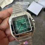 Premium Replica Uhr Cartier Santos WSSA0061 grünes Zifferblatt Edelstahl 39,8 mm