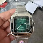 Premium Replica Uhr Cartier Santos WSSA0061 grünes Zifferblatt Edelstahl 39,8 mm