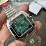 Premium Replica Uhr Cartier Santos WSSA0061 grünes Zifferblatt Edelstahl 39,8 mm