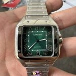 Premium Replica Uhr Cartier Santos WSSA0061 grünes Zifferblatt Edelstahl 39,8 mm