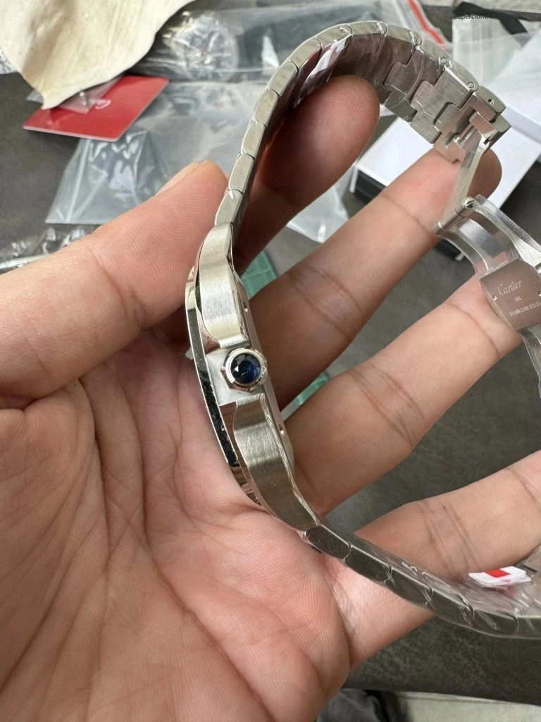 Premium Replica Uhr Cartier Santos WSSA0061 grünes Zifferblatt Edelstahl 39,8 mm