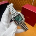 Premium Replica Uhr Cartier Santos WSSA0061 grünes Zifferblatt Edelstahl 39,8 mm