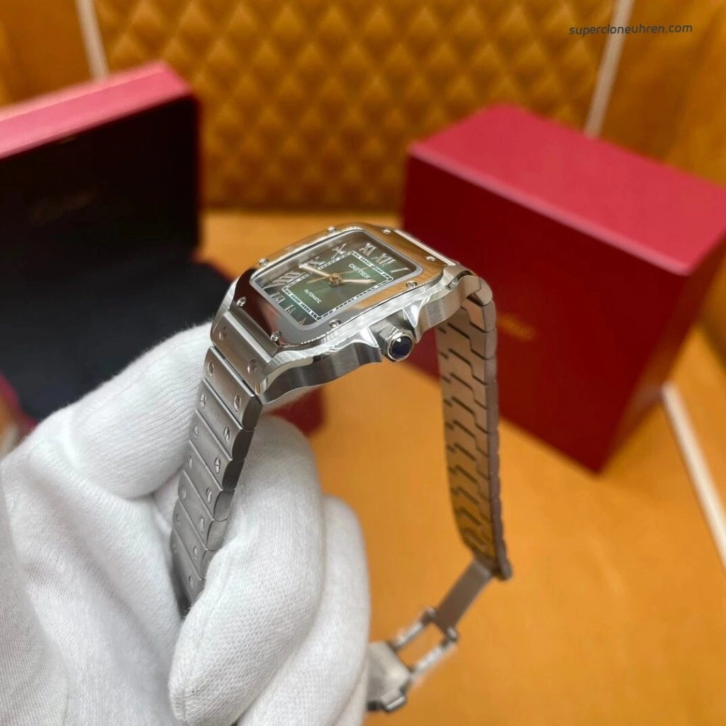 Premium Replica Uhr Cartier Santos WSSA0061 grünes Zifferblatt Edelstahl 39,8 mm