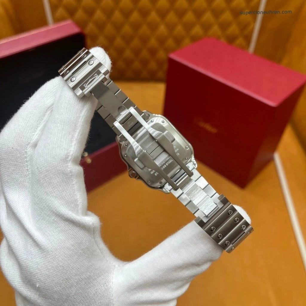 Premium Replica Uhr Cartier Santos WSSA0061 grünes Zifferblatt Edelstahl 39,8 mm