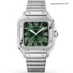 Premium Replica Uhr Cartier Santos WSSA0061 grünes Zifferblatt Edelstahl 39,8 mm