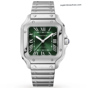 Premium Replica Uhr Cartier Santos WSSA0061 grünes Zifferblatt Edelstahl 39,8 mm