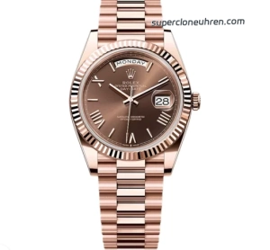 Premium Replica Uhr Rolex Day-Date m228235-0002 Roségold mit braunem Zifferblatt 40mm