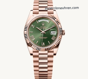 Premium Replica Uhr Rolex Day-Date m228235-0025 Roségold Mintgrün 40mm