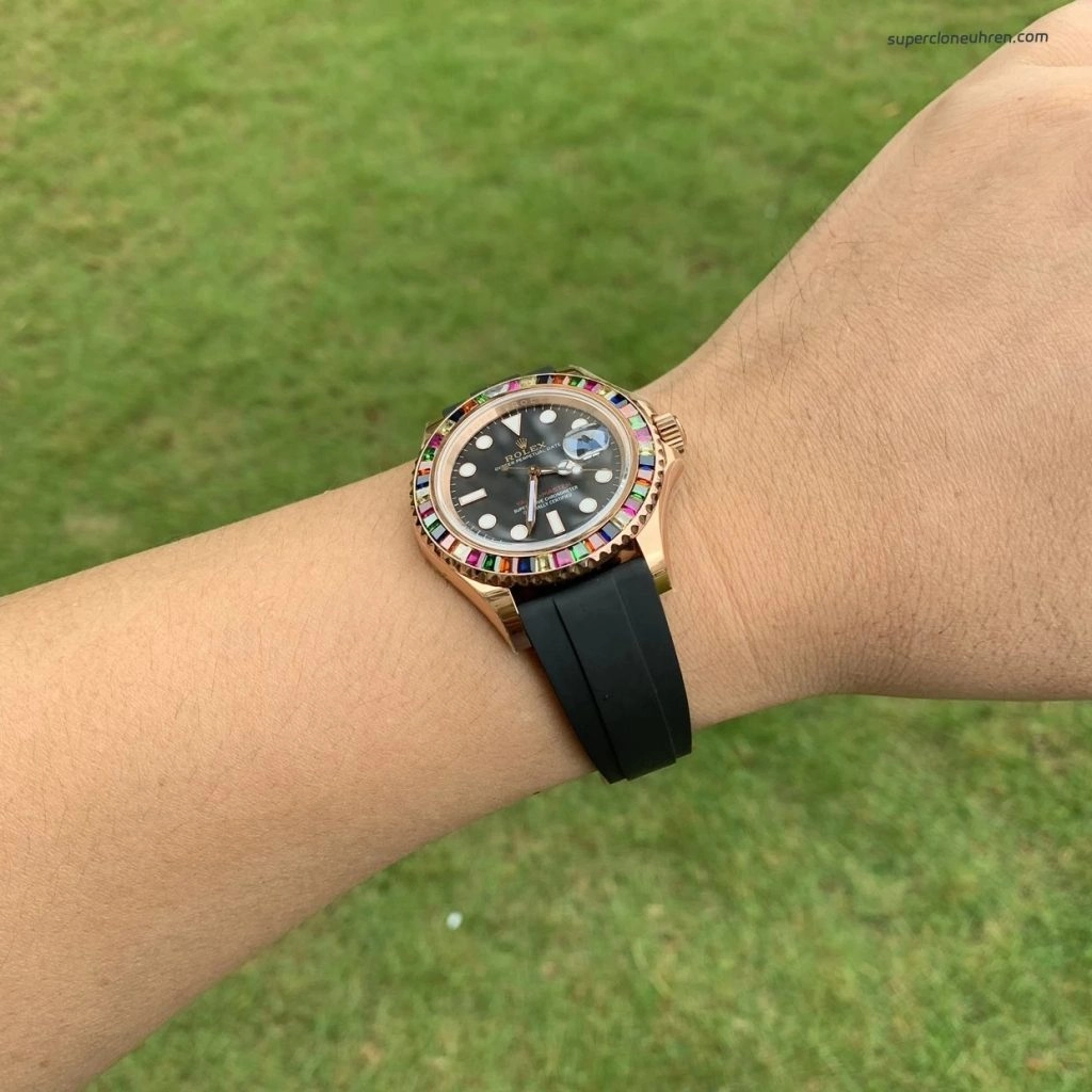 Premium Replica Uhr Rolex Yacht-Master 116695SATS Candy-Lünette Roségold 40mm