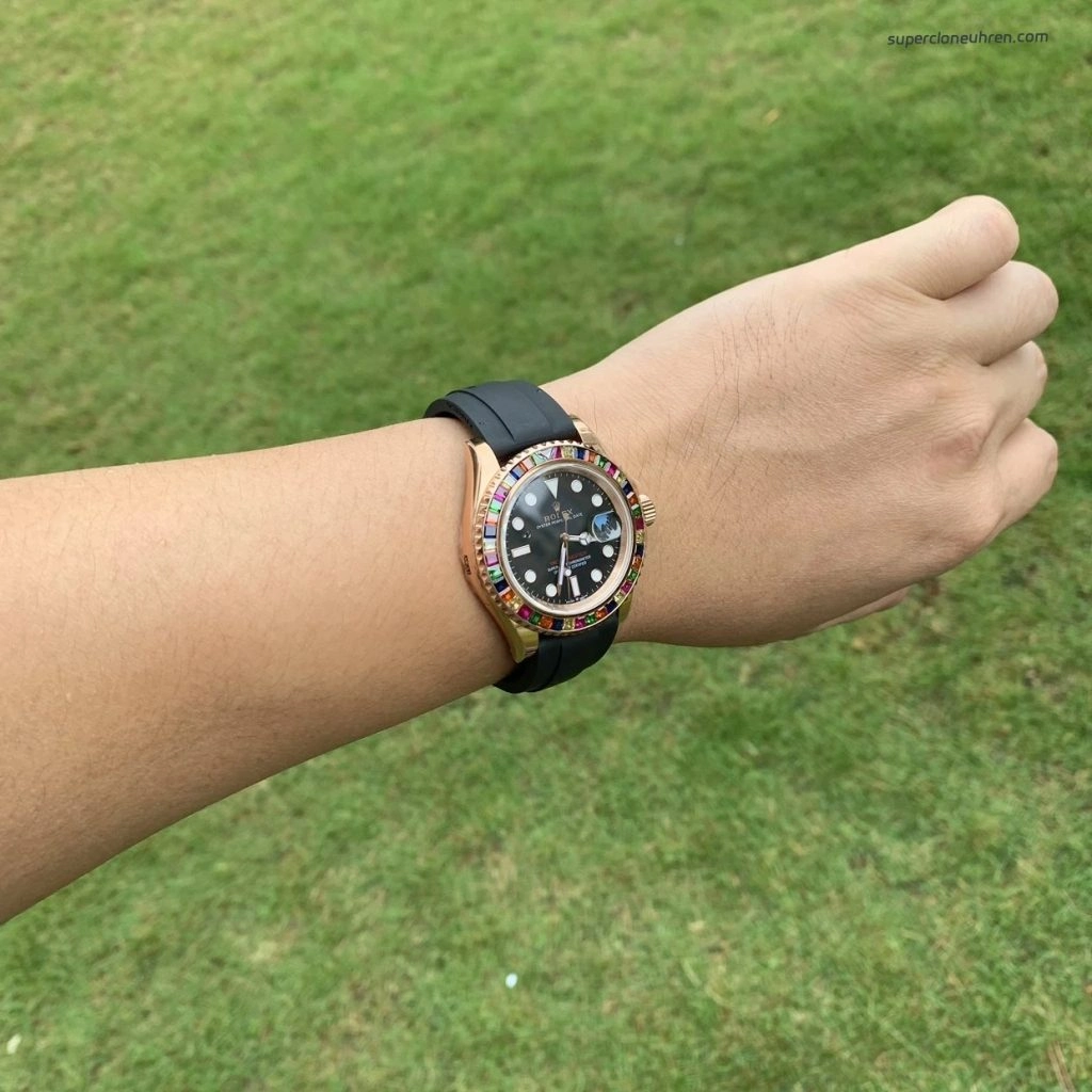 Premium Replica Uhr Rolex Yacht-Master 116695SATS Candy-Lünette Roségold 40mm