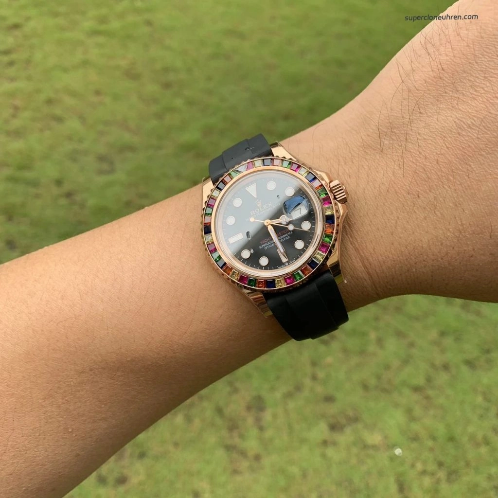 Premium Replica Uhr Rolex Yacht-Master 116695SATS Candy-Lünette Roségold 40mm