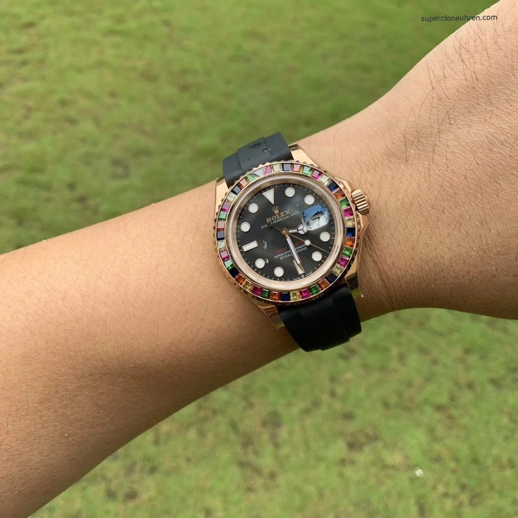 Premium Replica Uhr Rolex Yacht-Master 116695SATS Candy-Lünette Roségold 40mm