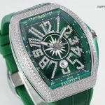 Super Clone Franck Muller Vanguard Yachting V45 gruenes Zifferblatt mit Diamantbesatz 44×54 mm