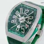 Super Clone Franck Muller Vanguard Yachting V45 gruenes Zifferblatt mit Diamantbesatz 44×54 mm