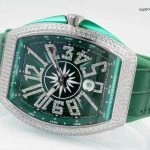 Super Clone Franck Muller Vanguard Yachting V45 gruenes Zifferblatt mit Diamantbesatz 44×54 mm