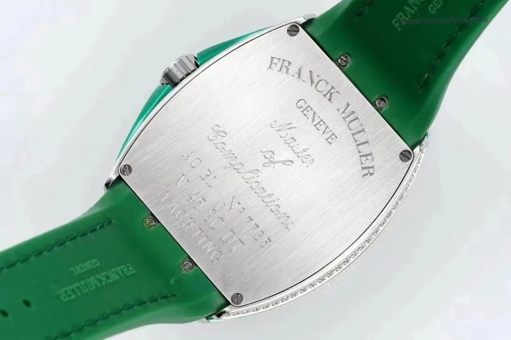 Super Clone Franck Muller Vanguard Yachting V45 gruenes Zifferblatt mit Diamantbesatz 44×54 mm
