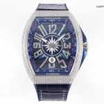 Premium Replica Uhr Franck Muller Vanguard Yachting V45 mit Diamantbesatz 45 mm