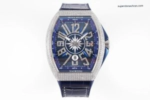 1:1 Super Clone Uhr Franck Muller Vanguard Yachting V 45 SC DT Blaues Zifferblatt 45mm