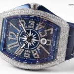 Premium Replica Uhr Franck Muller Vanguard Yachting V45 mit Diamantbesatz 45 mm