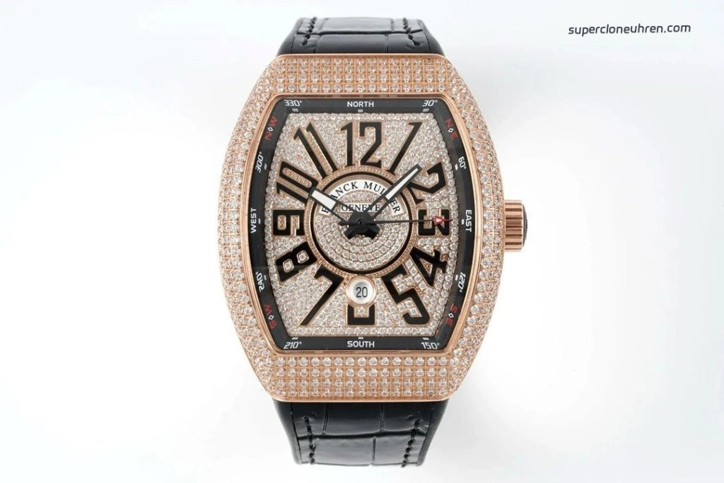 Super Clone Franck Muller Vanguard V45 Yacht Roségold Diamantbesatz 44×54 mm