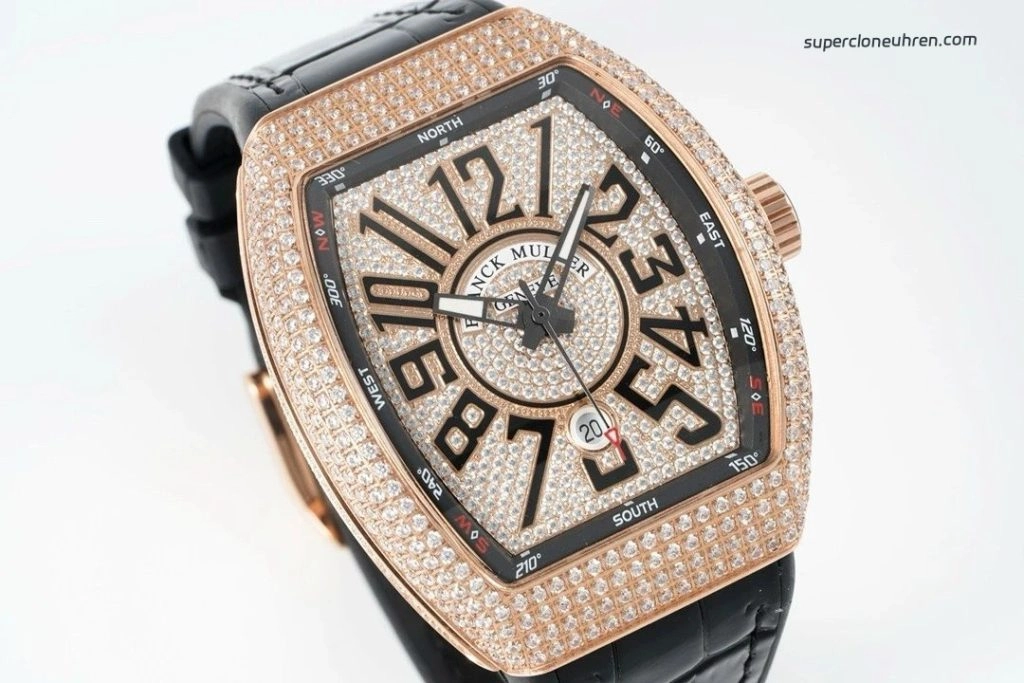 Super Clone Franck Muller Vanguard V45 Yacht Roségold Diamantbesatz 44×54 mm