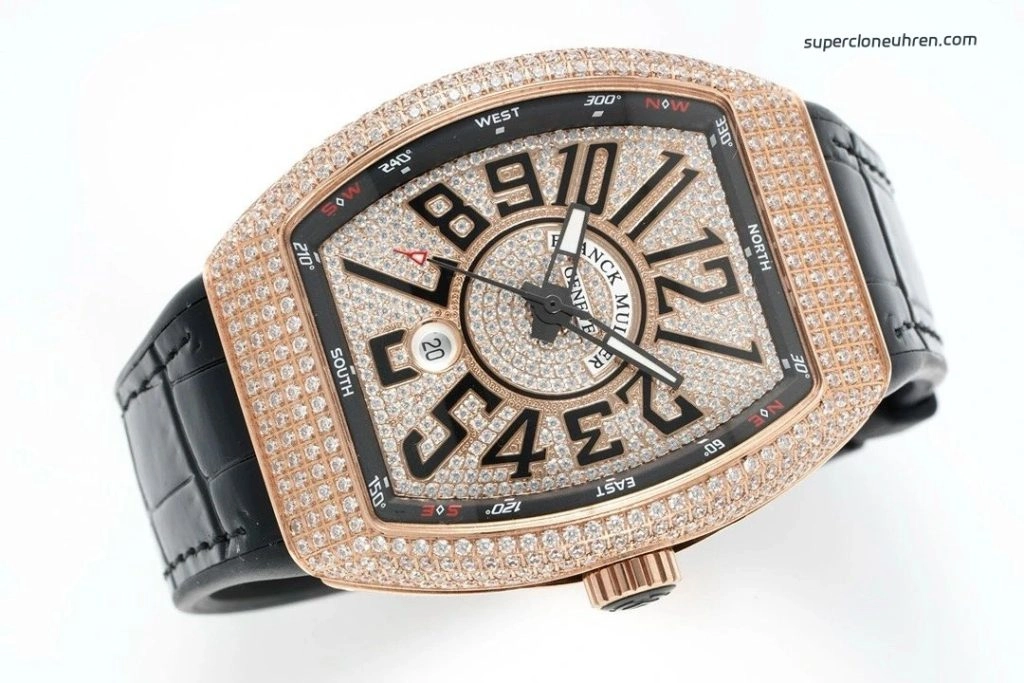 Super Clone Franck Muller Vanguard V45 Yacht Roségold Diamantbesatz 44×54 mm