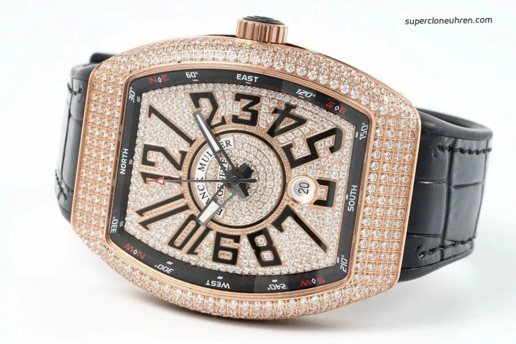 Super Clone Franck Muller Vanguard V45 Yacht Roségold Diamantbesatz 44×54 mm