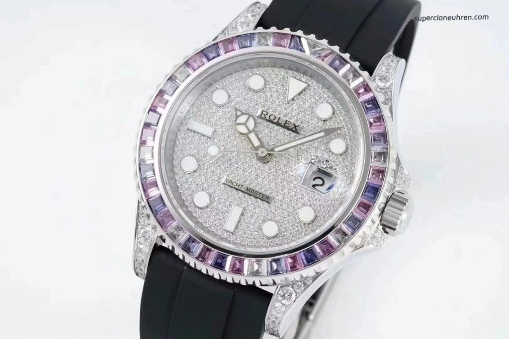 Premium Replica Uhr Rolex Yacht-Master M226679TBR mit Rainbow-Lünette und Diamantbesatz 42mm