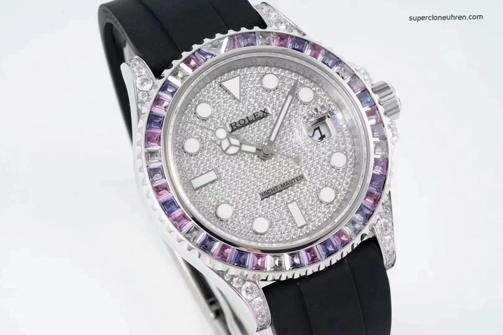Premium Replica Uhr Rolex Yacht-Master M226679TBR mit Rainbow-Lünette und Diamantbesatz 42mm