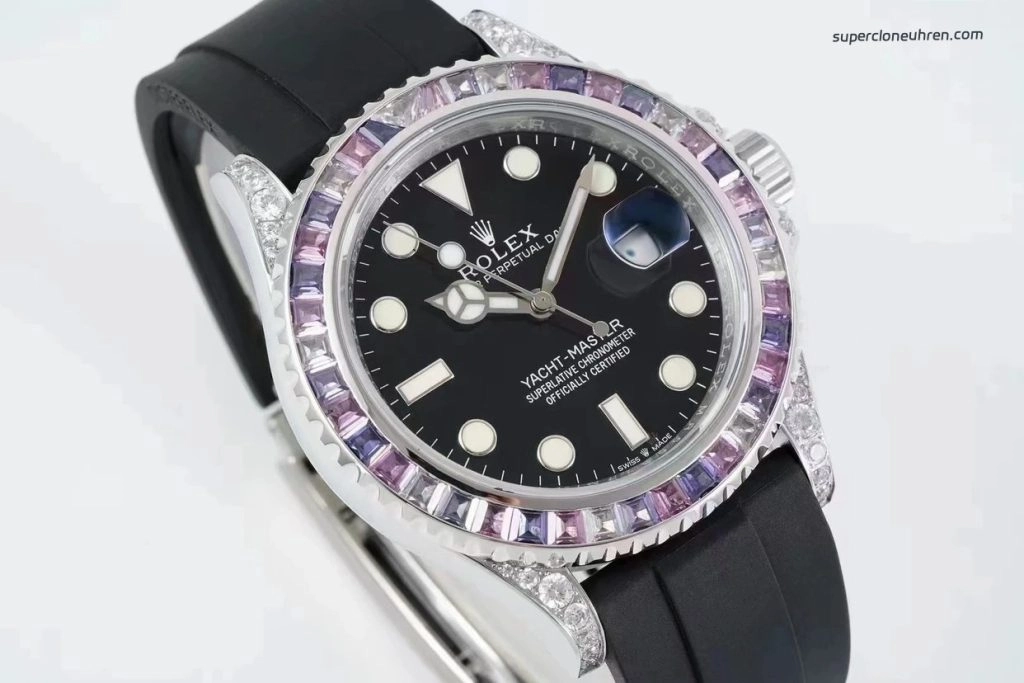 Premium Replica Uhr Rolex Yacht-Master M226679TBR mit Rainbow-Lünette und Diamantbesatz 42mm