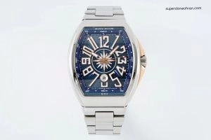 Super Clone Franck Muller Vanguard Yachting V45 gruenes Zifferblatt mit Diamantbesatz 44×54 mm