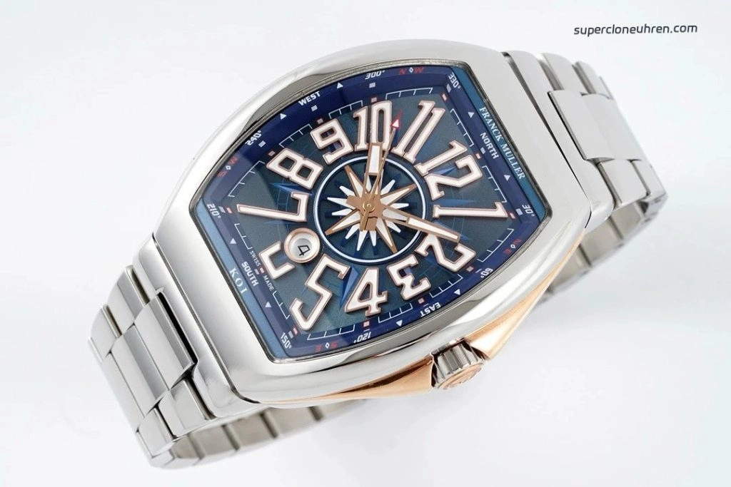 Premium Replica Uhr Franck Muller Vanguard Yachting V45 Bicolor mit Stahlarmband 45 mm