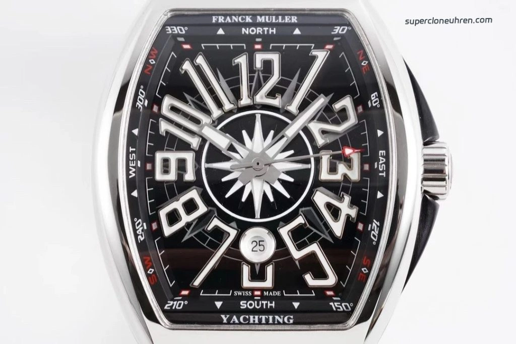 Super Clone Franck Muller Vanguard Yachting V45 polierter Edelstahl 45 mm