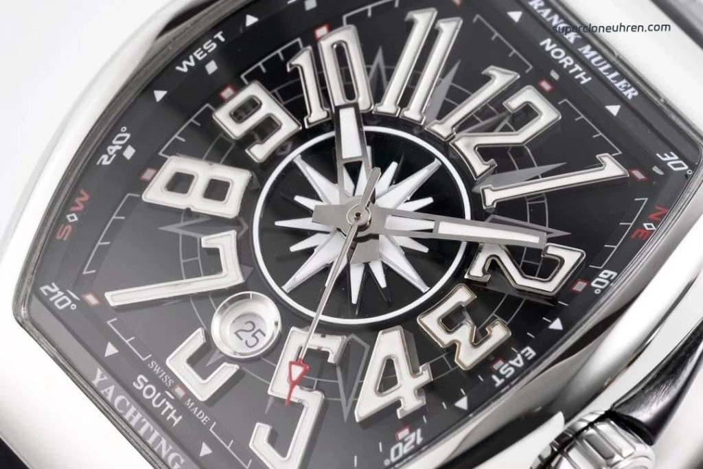 Super Clone Franck Muller Vanguard Yachting V45 polierter Edelstahl 45 mm