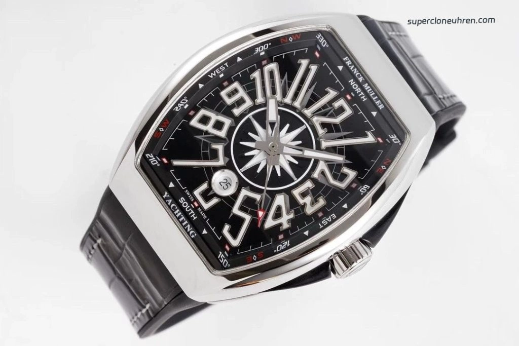 Super Clone Franck Muller Vanguard Yachting V45 polierter Edelstahl 45 mm