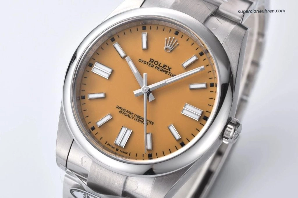 Super Clone Rolex Oyster Perpetual m124300-0004 mit gelbem Zifferblatt 41 mm